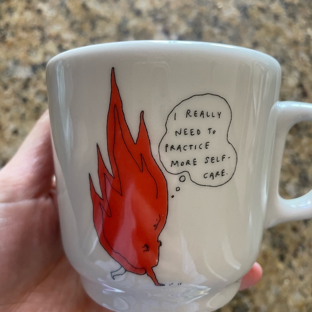 White Ceramic Mug Set with Red and Blue Designs - Picture 7 of 8